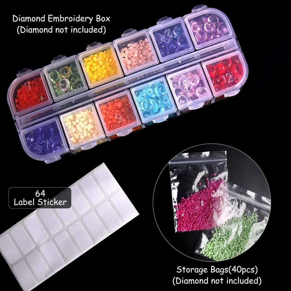 56PCS 5D Diamond Painting Tools Set With Bag, Pen Drill Pen, LED Stitch Tweezer
